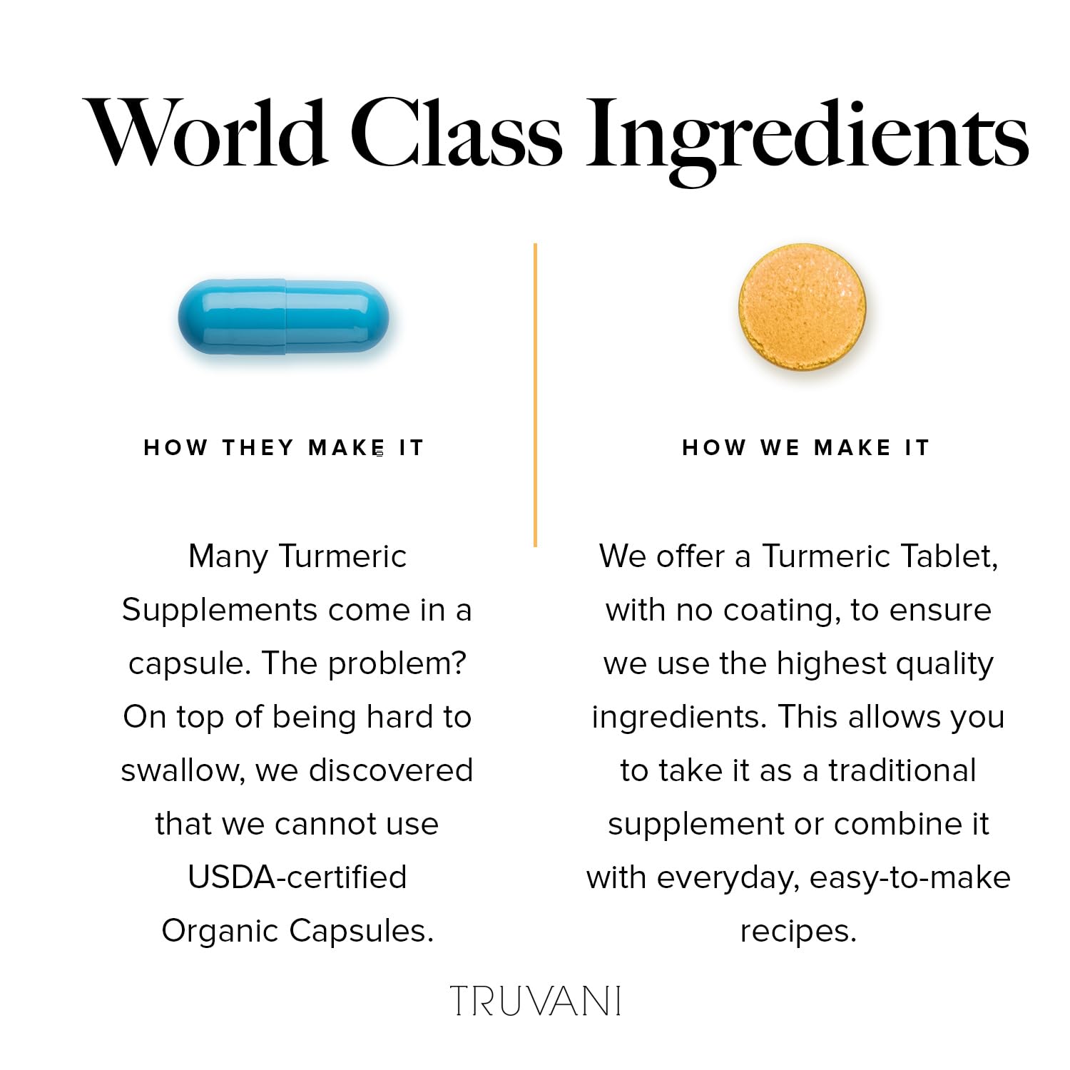 Truvani turmeric curcumin dissolves easily in tea or smoothies.