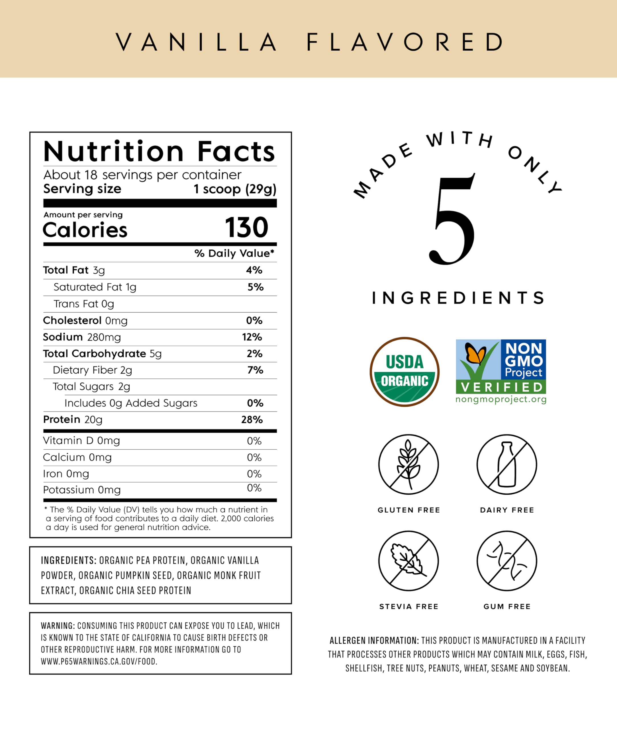 Truvani vanilla protein scoop highlighting convenient serving size