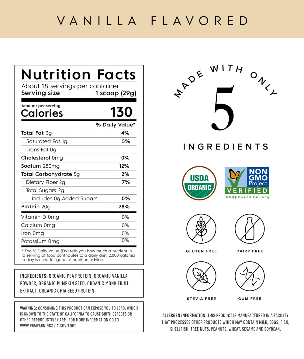 Truvani vanilla protein scoop highlighting convenient serving size