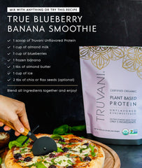 Truvani glass with shake focuses on dairy-free, gluten-free nutrition