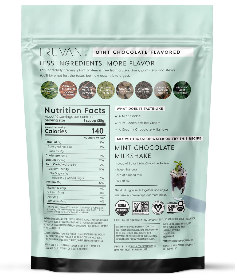 Finished mint shake with creamy texture from Truvani protein