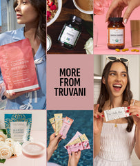 Truvani Vanilla Chai tub back label highlights gluten-free and keto-friendly notes.