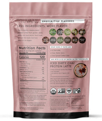 Truvani Vanilla Chai on a pantry shelf indicates a versatile vegan protein option.