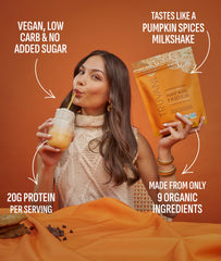 Truvani vegan pea protein pumpkin spice bottle front communicates clean, allergen-free nutrition