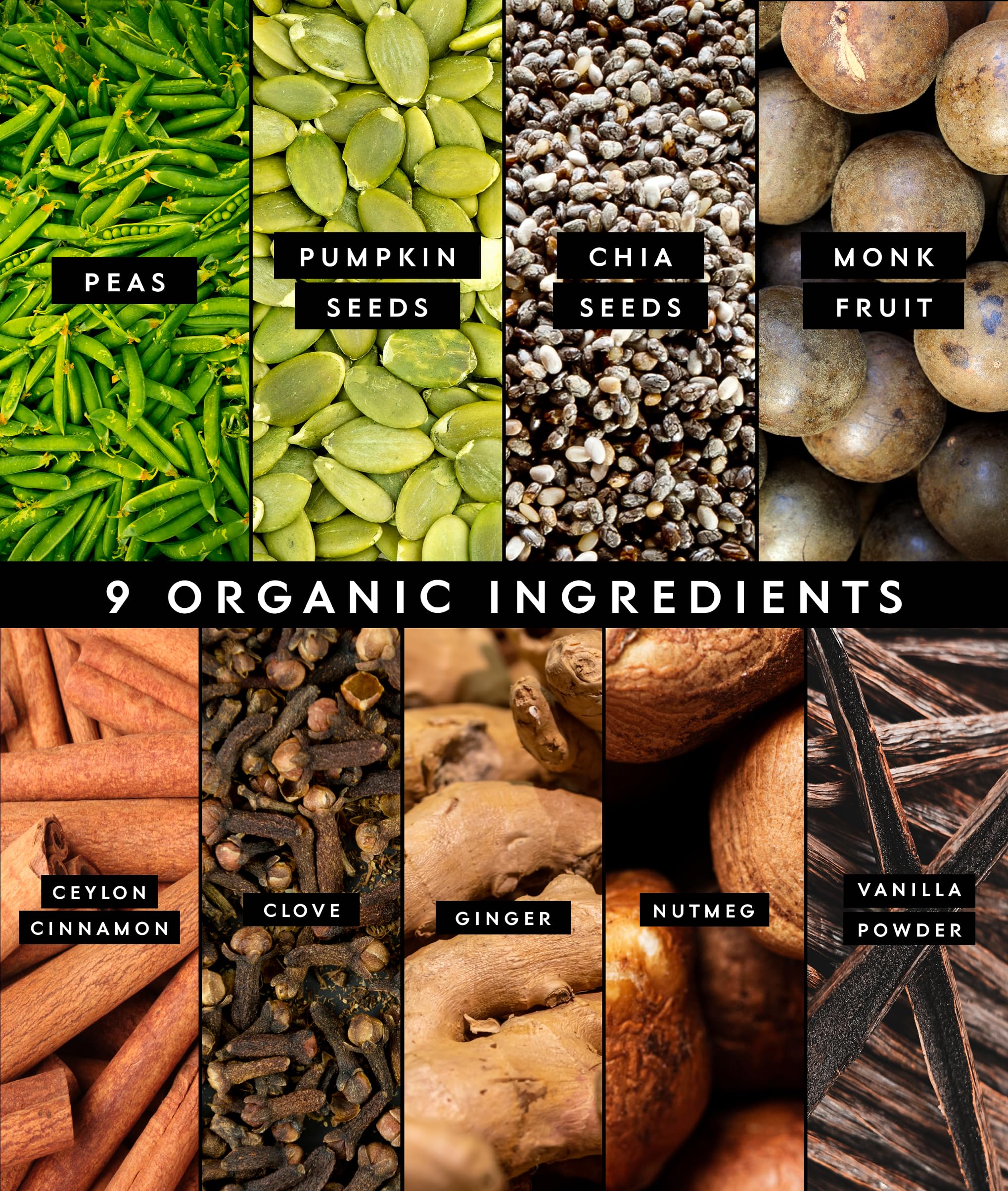 Truvani vegan pea protein pumpkin spice label detail emphasizes USDA Organic and non-GMO status