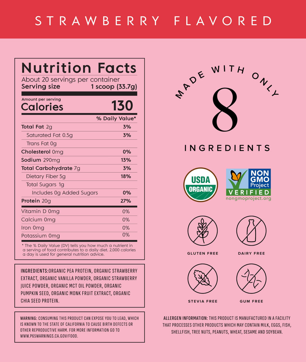 Truvani strawberry protein shake in glass demonstrates smooth texture for a protein boost.