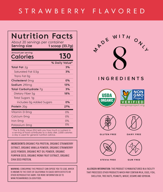 Truvani strawberry protein shake in glass demonstrates smooth texture for a protein boost.