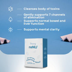 Truvy Renu Detox natural botanicals illustration highlights plant-based cleanse options.
