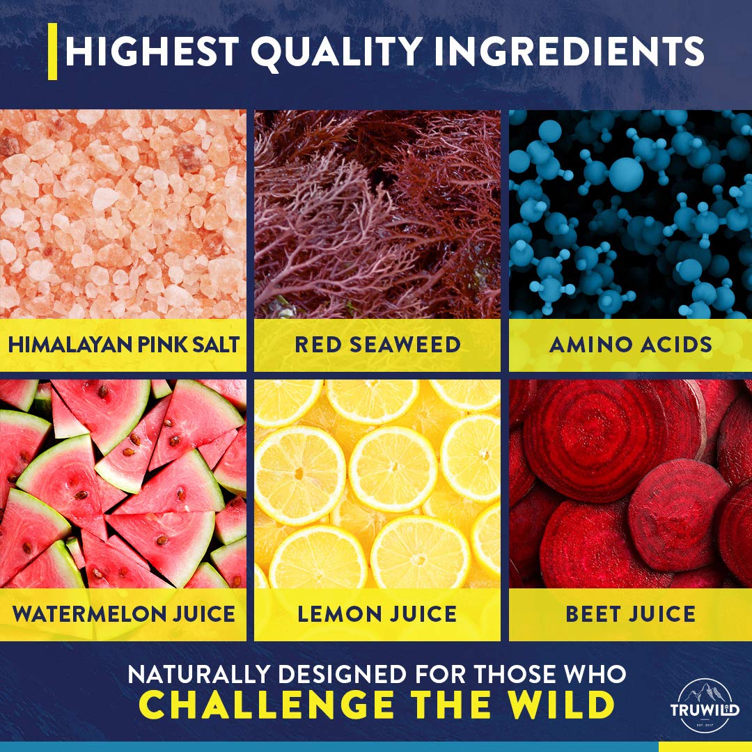 TruWild Hydrate Passionfruit Guava label highlights amino acids and electrolytes.
