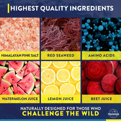 TruWild Hydrate Passionfruit Guava label highlights amino acids and electrolytes.