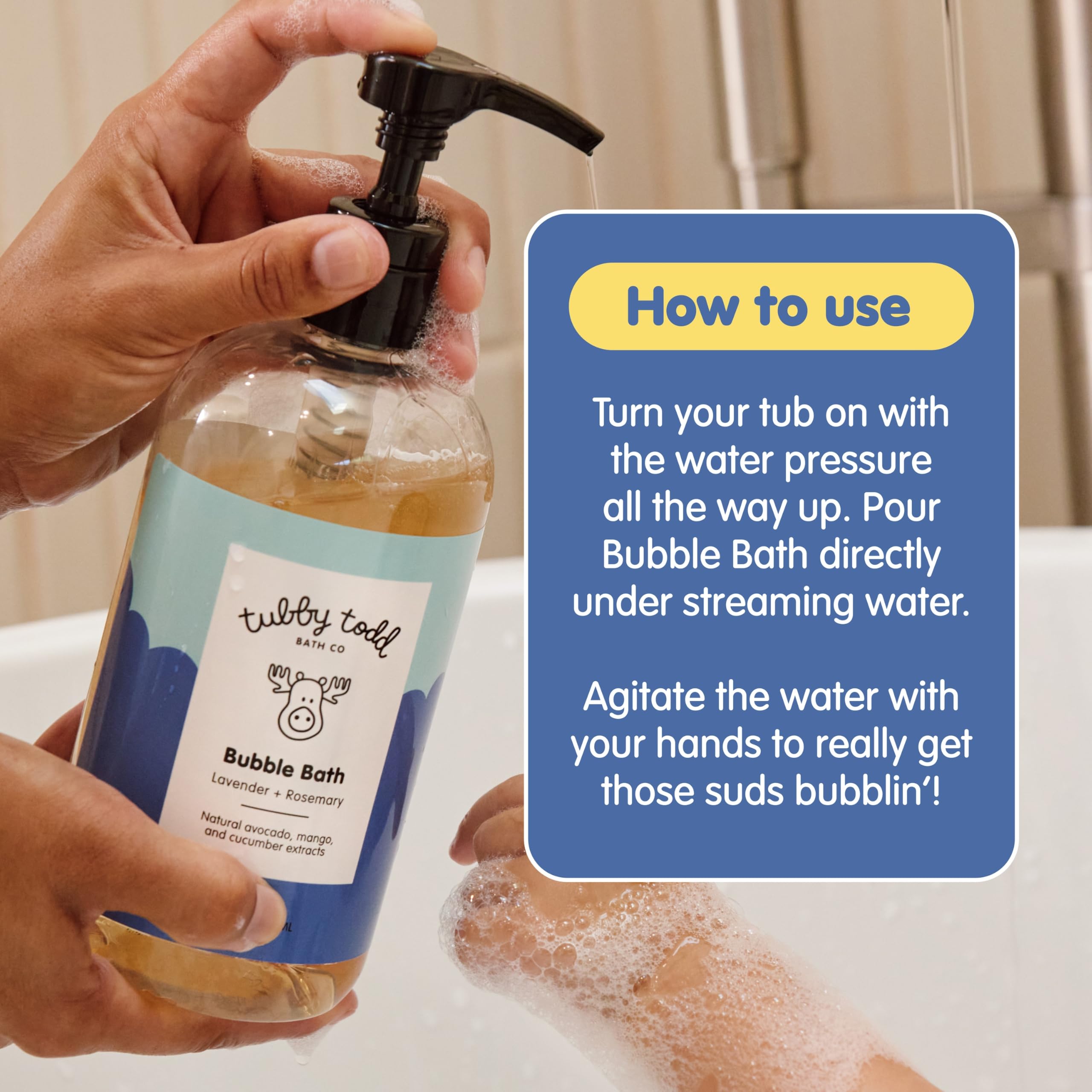 Tubby Todd bubble bath creamy lather with rich suds