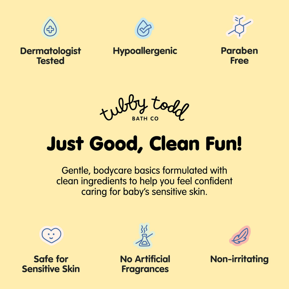 Tubby Todd dermatologist-tested formula suitable for newborns