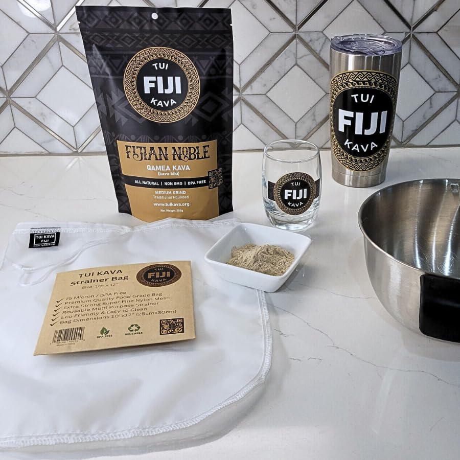 TUI KAVA bottle pour illustrating easy serving for mindful relaxation.