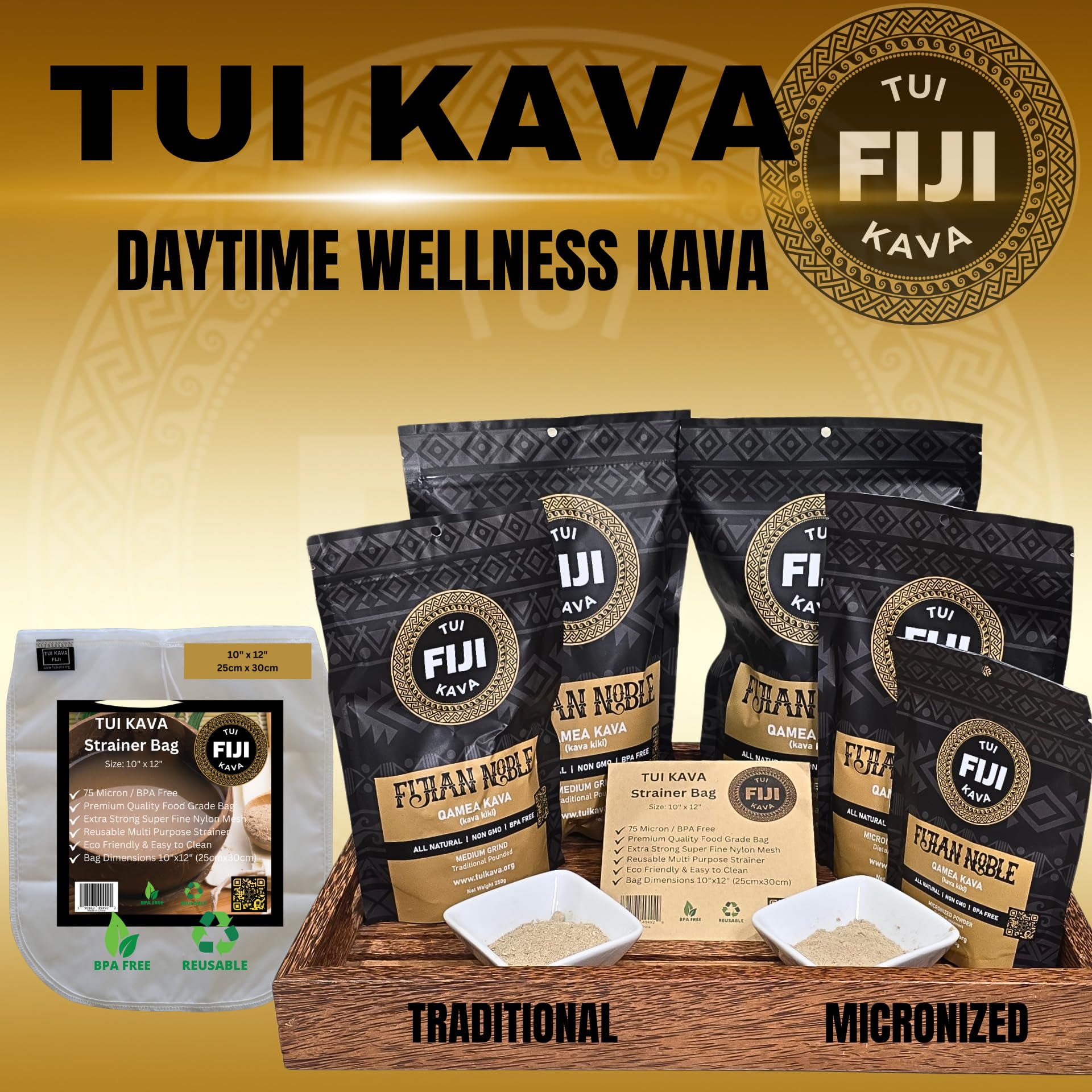 Fijian farm scene highlights sustainable sourcing of TUI KAVA micronized powder.