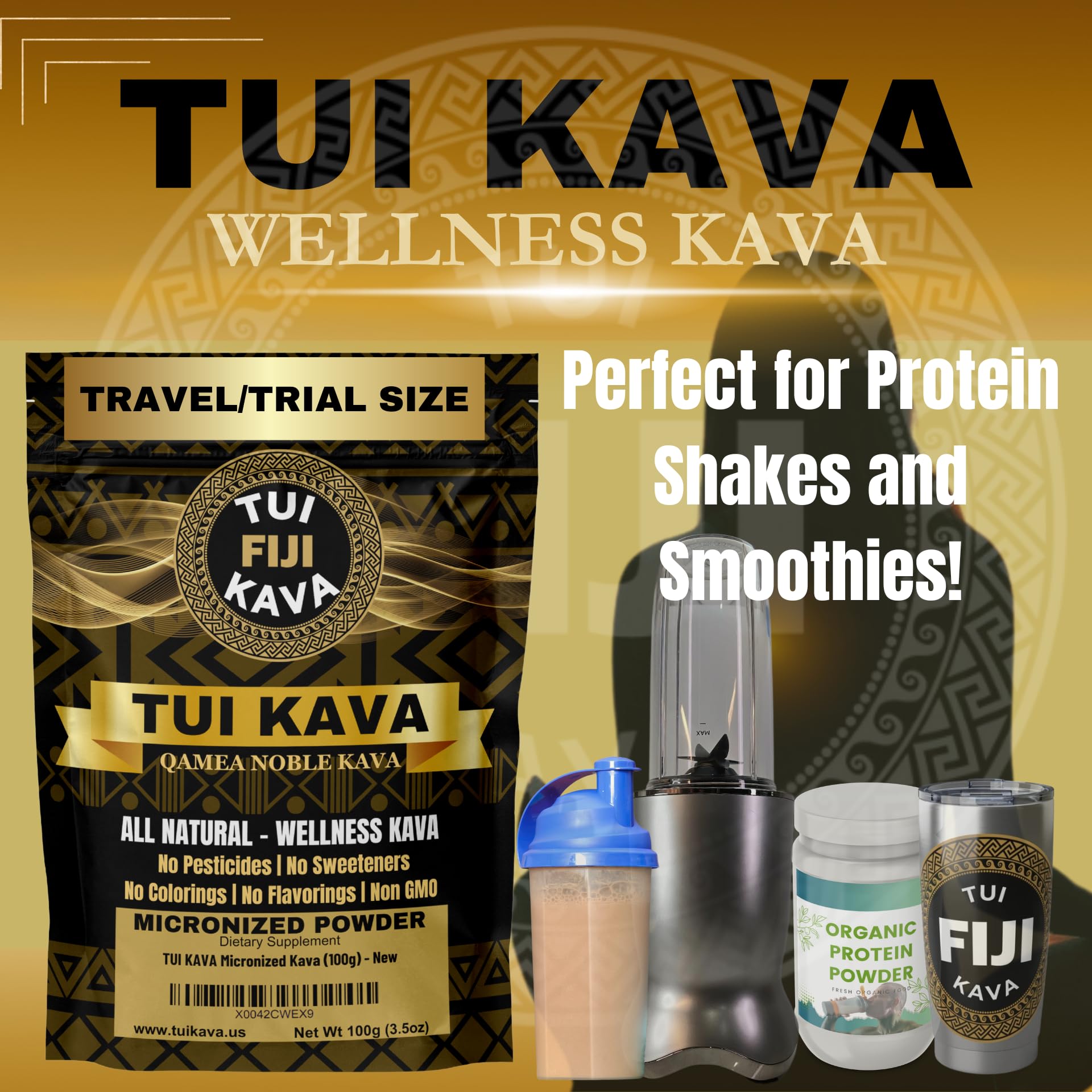 Glass of mixed TUI KAVA powder drink delivers calm focus with smooth texture.