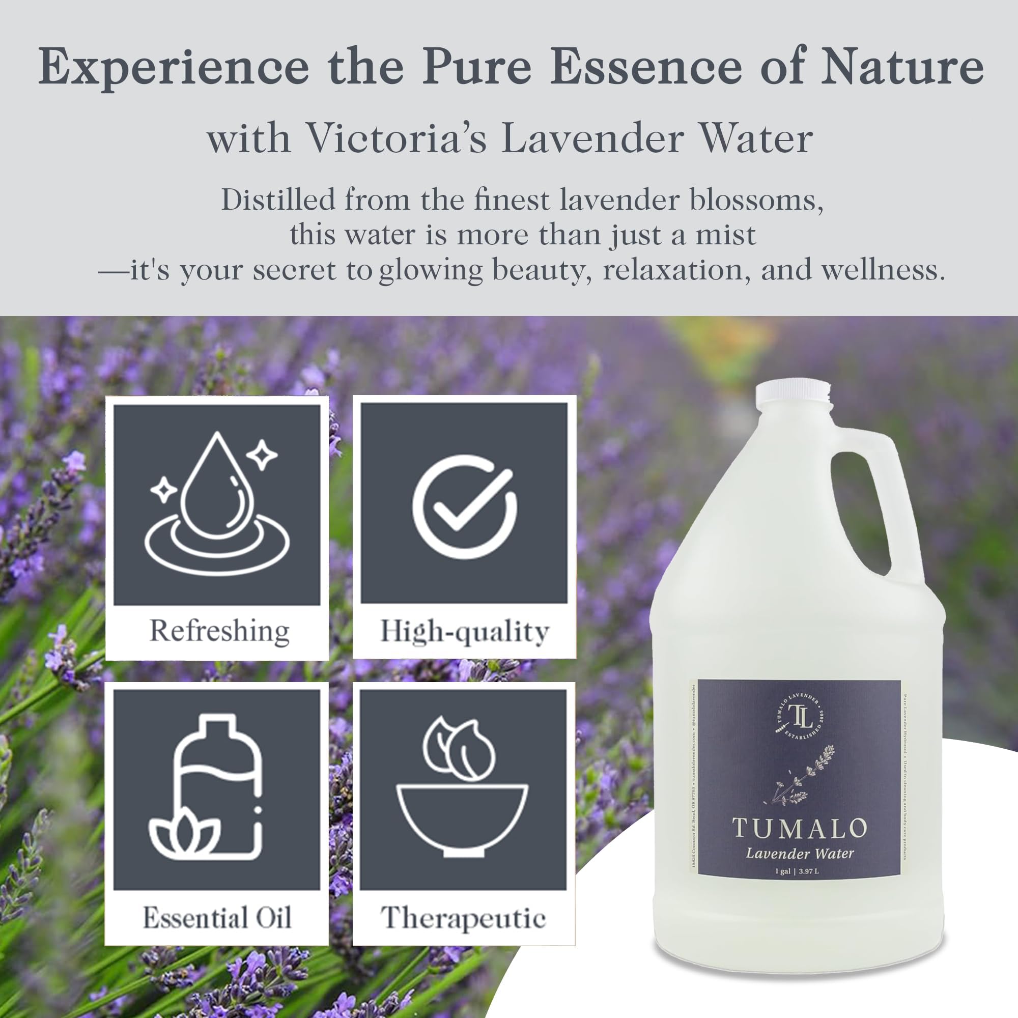 Tumalo Lavender Hydrosol pour for easy facial toning and aromatherapy