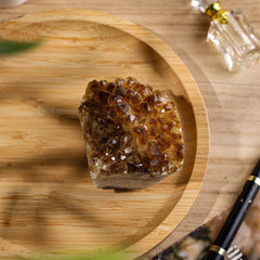 TUMBEELLUWA Citrine geode display ready to elevate desk or altar spaces.