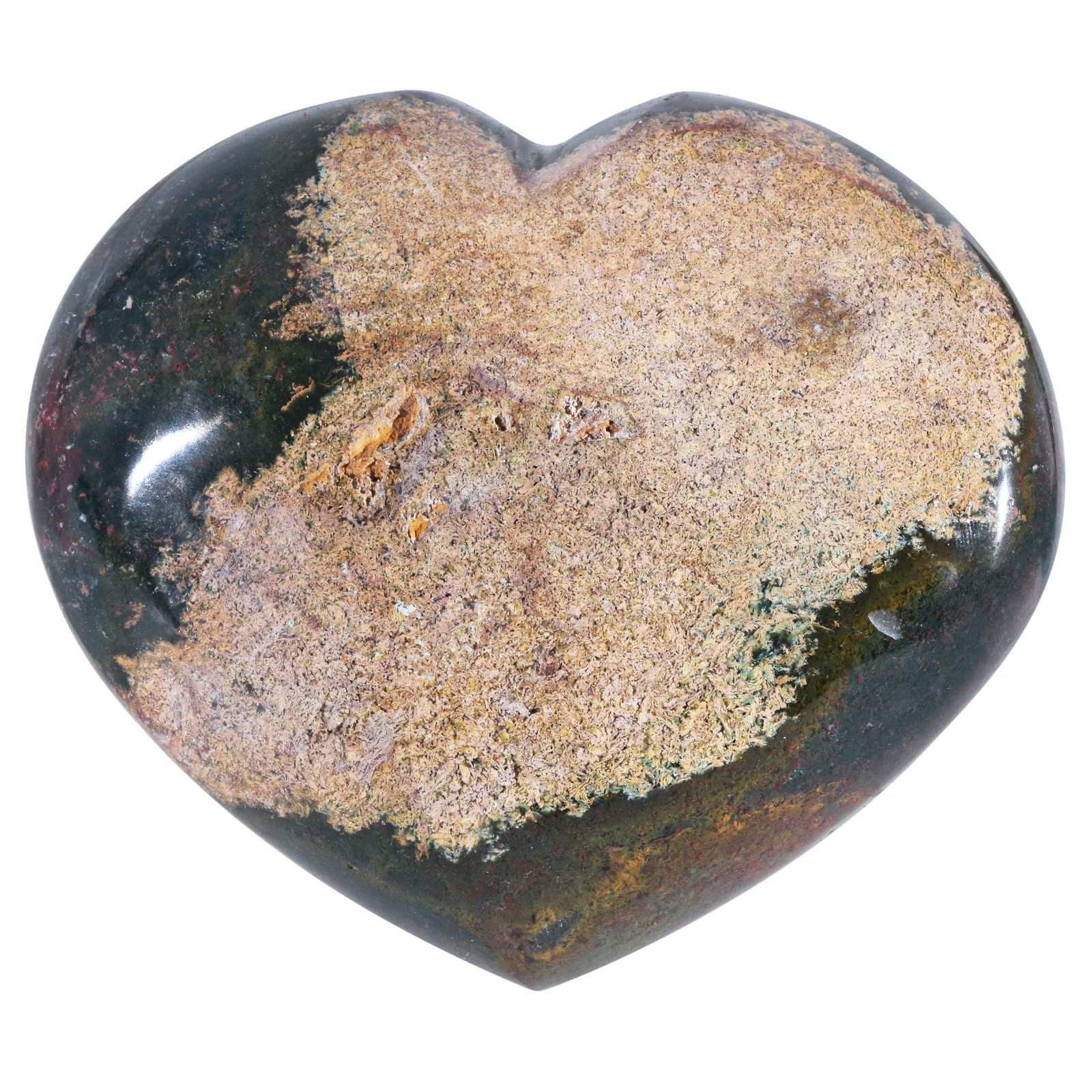 TUMBEELLUWA natural ocean jasper heart stone for calming touch and inner peace.