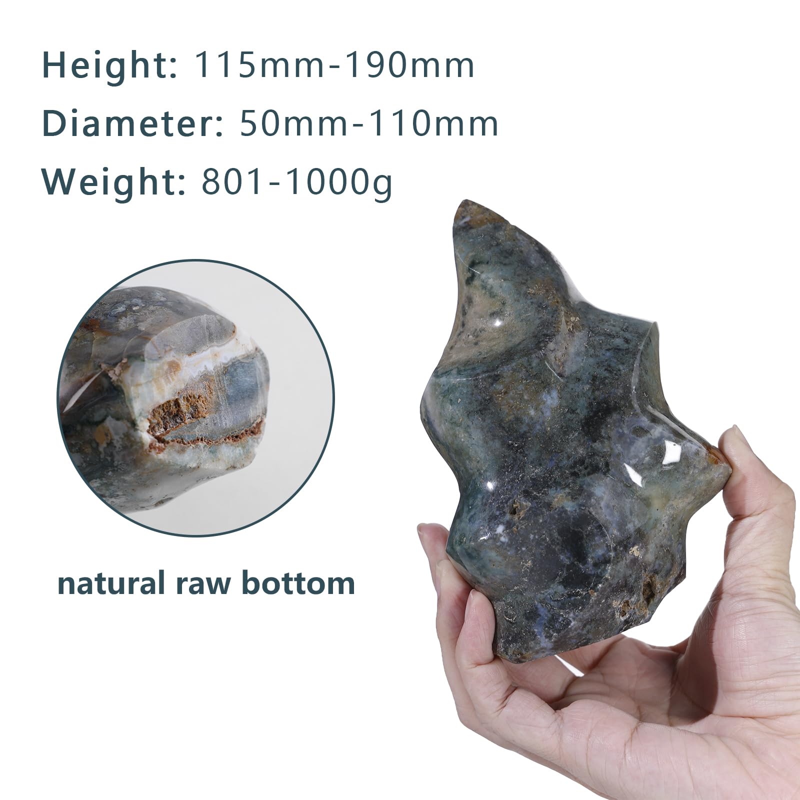 TUMBEELLUWA Ocean Jasper flame tower closeup highlights natural textures