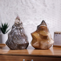 TUMBEELLUWA Ocean Jasper Flame Tower on a desk for serene workspace