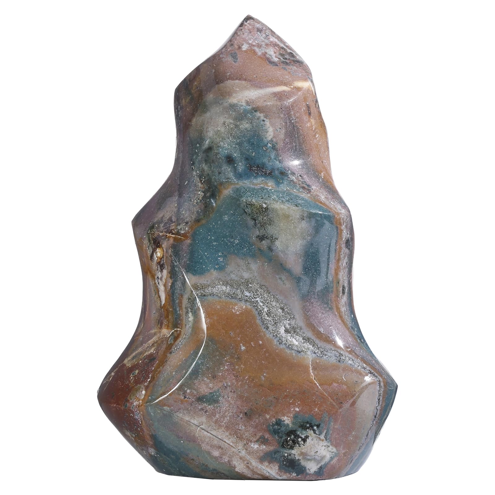 TUMBEELLUWA Ocean Jasper flame tower on display boosts focus and positive energy