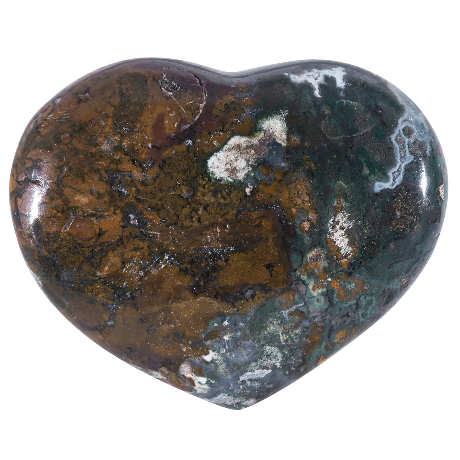 TUMBEELLUWA Ocean Jasper heart stone with natural color patterns for meditation