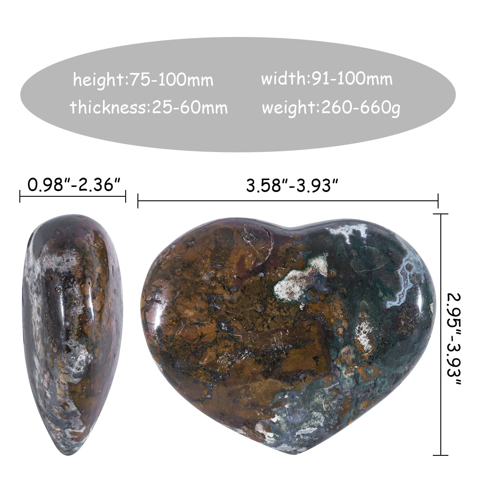 TUMBEELLUWA puffed heart stone close-up showing a smooth surface for calming touch