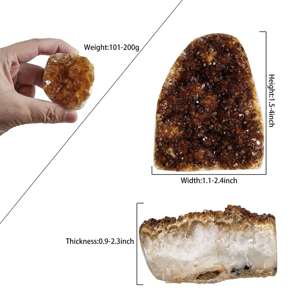 TUMBEELLUWA raw citrine geode on desk boosts focus and sunny ambiance.