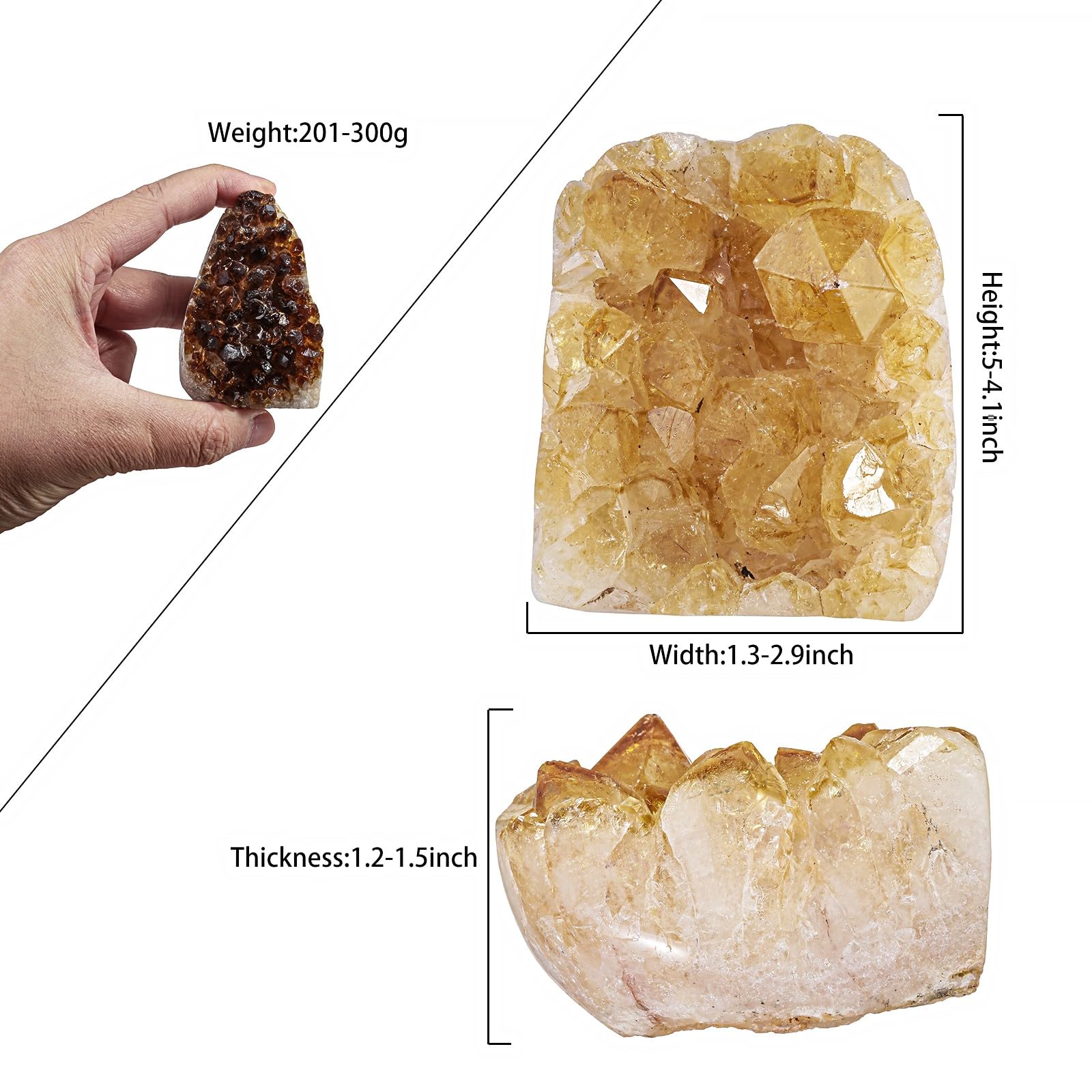 Closeup of rough citrine geode showing natural texture and color