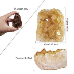 Closeup of rough citrine geode showing natural texture and color