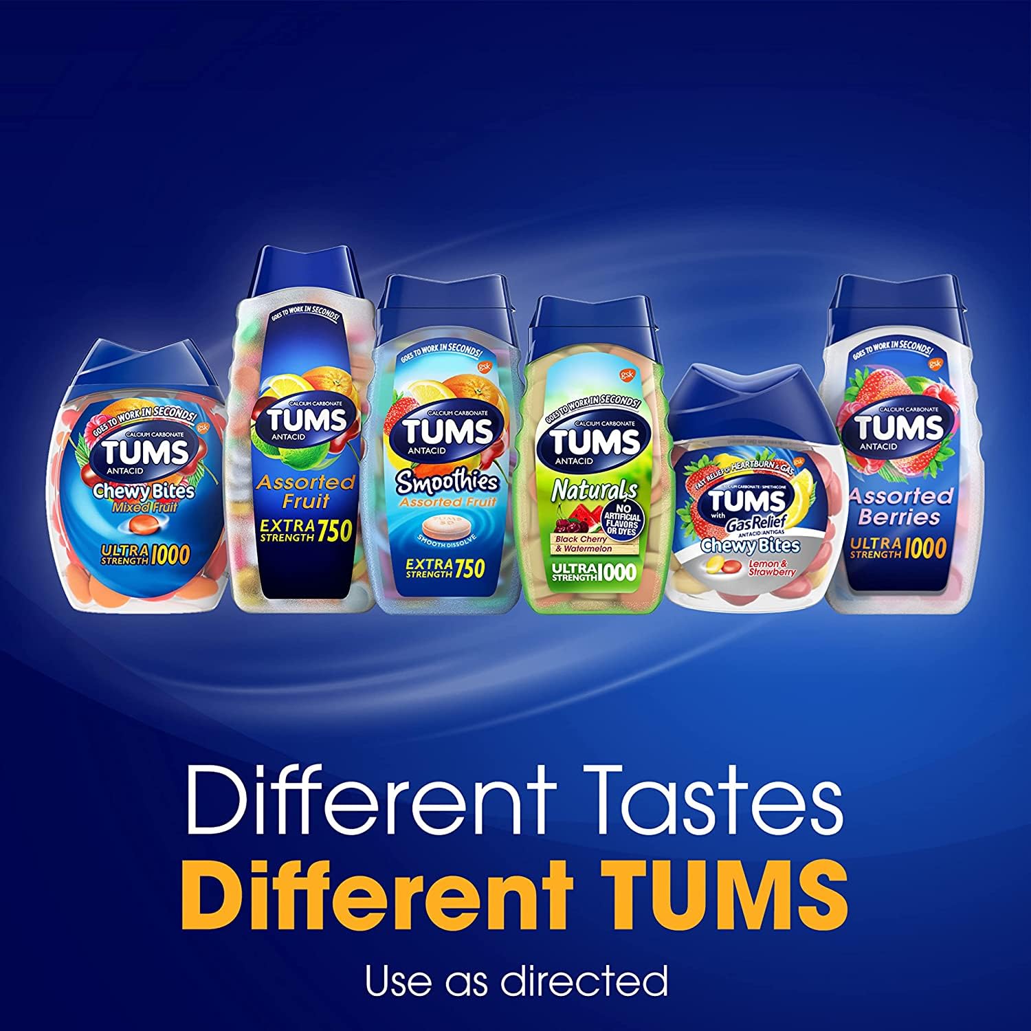 TUMS Chewy Delights Very Cherry 32-count bottle on desk for easy access.