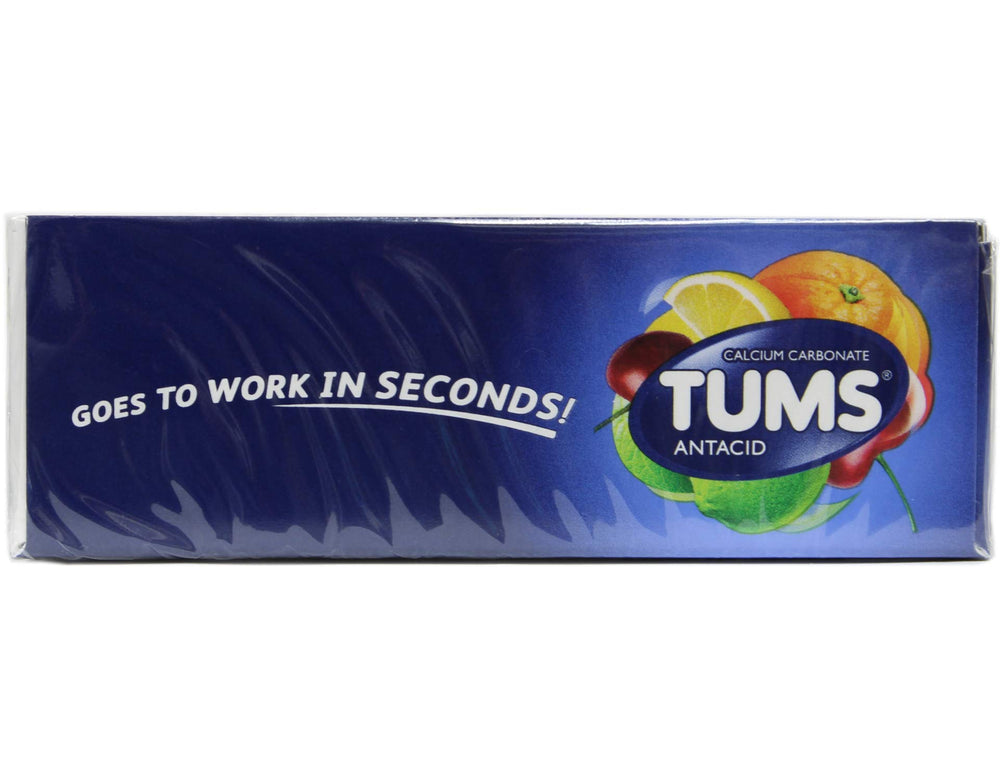 TUMS berry-flavored chewables ready for oral consumption.