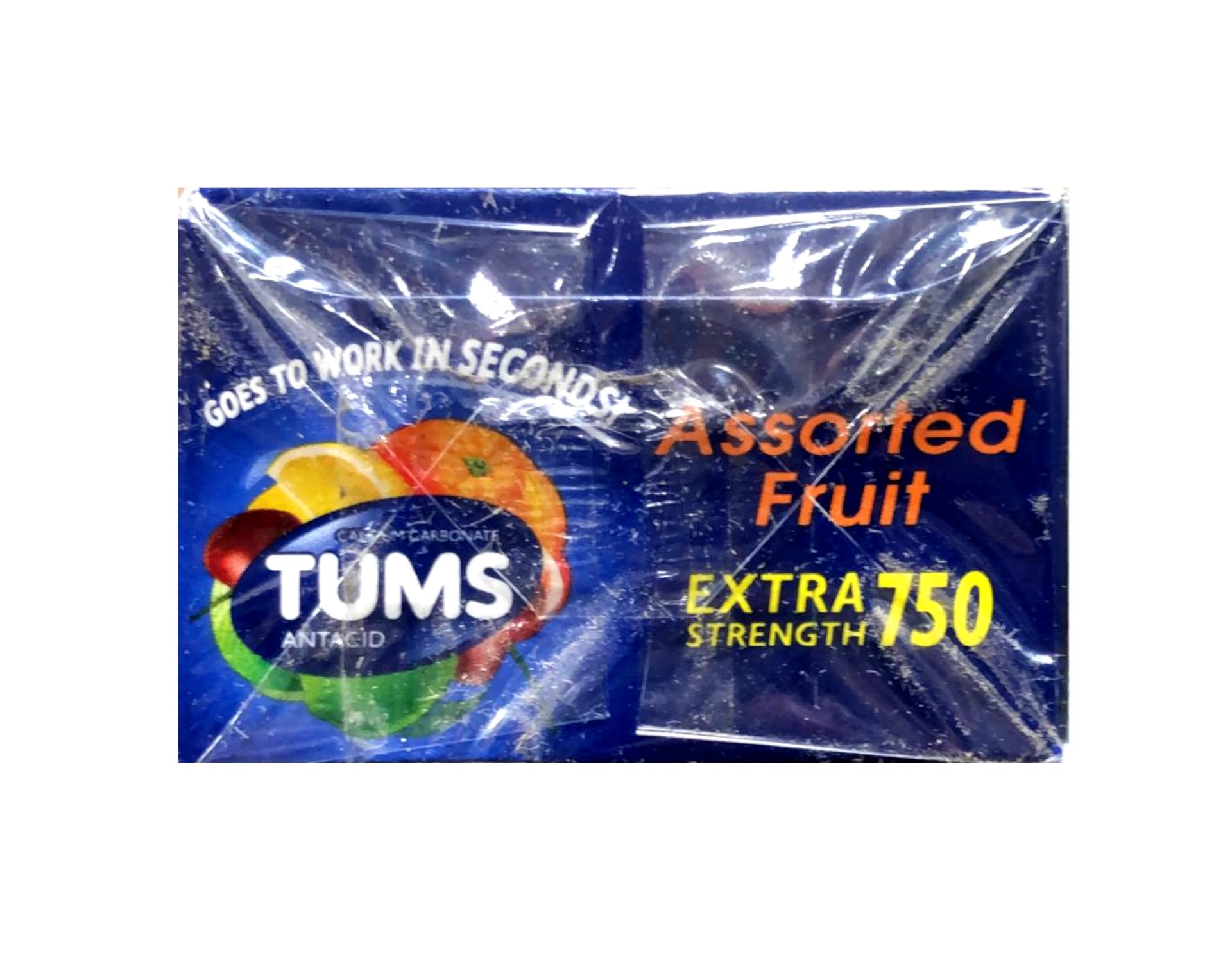TUMS calcium-supplement label emphasizes calcium-rich formulation.