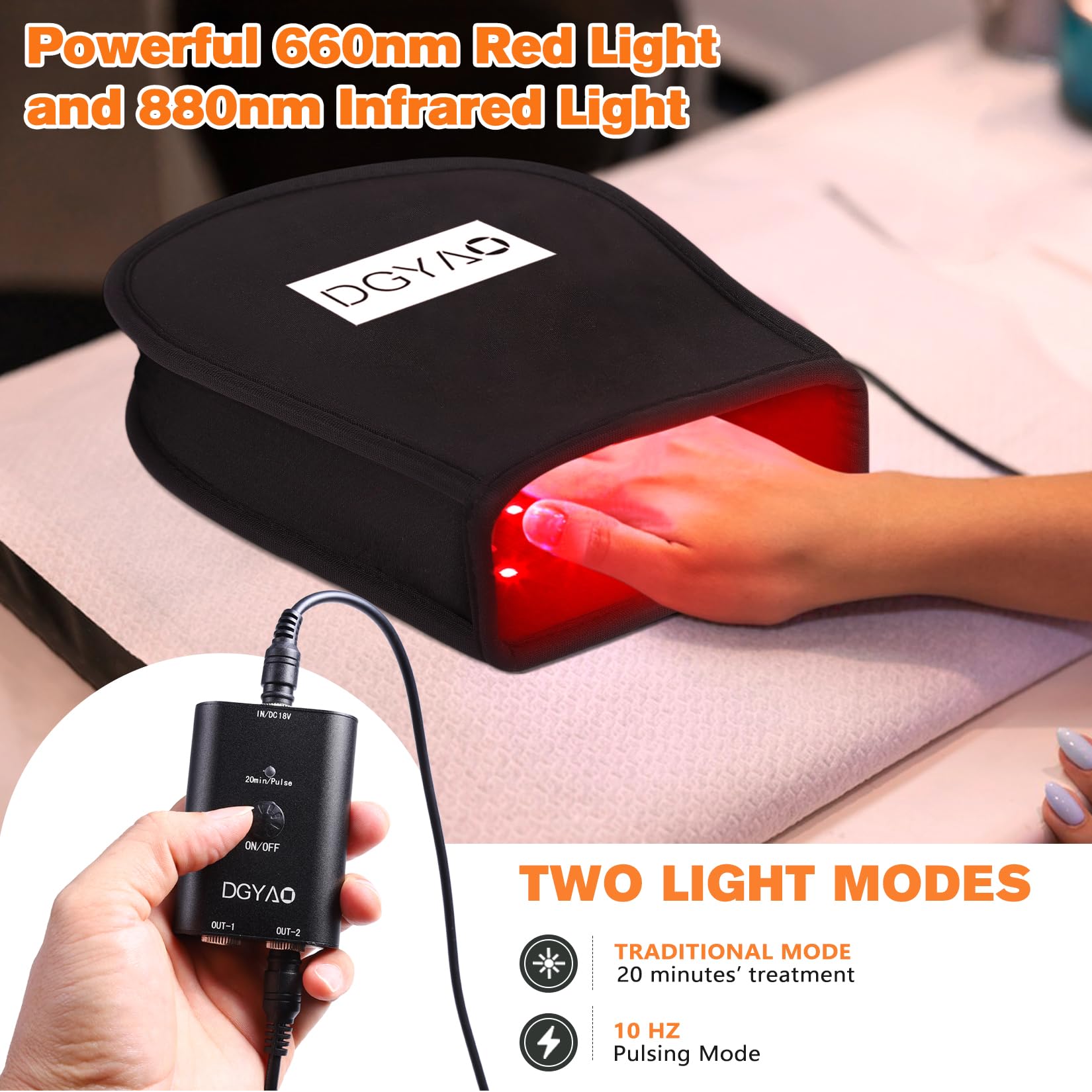 TUOB 660nm and 880nm LEDs close-up emphasizing deep tissue penetration potential