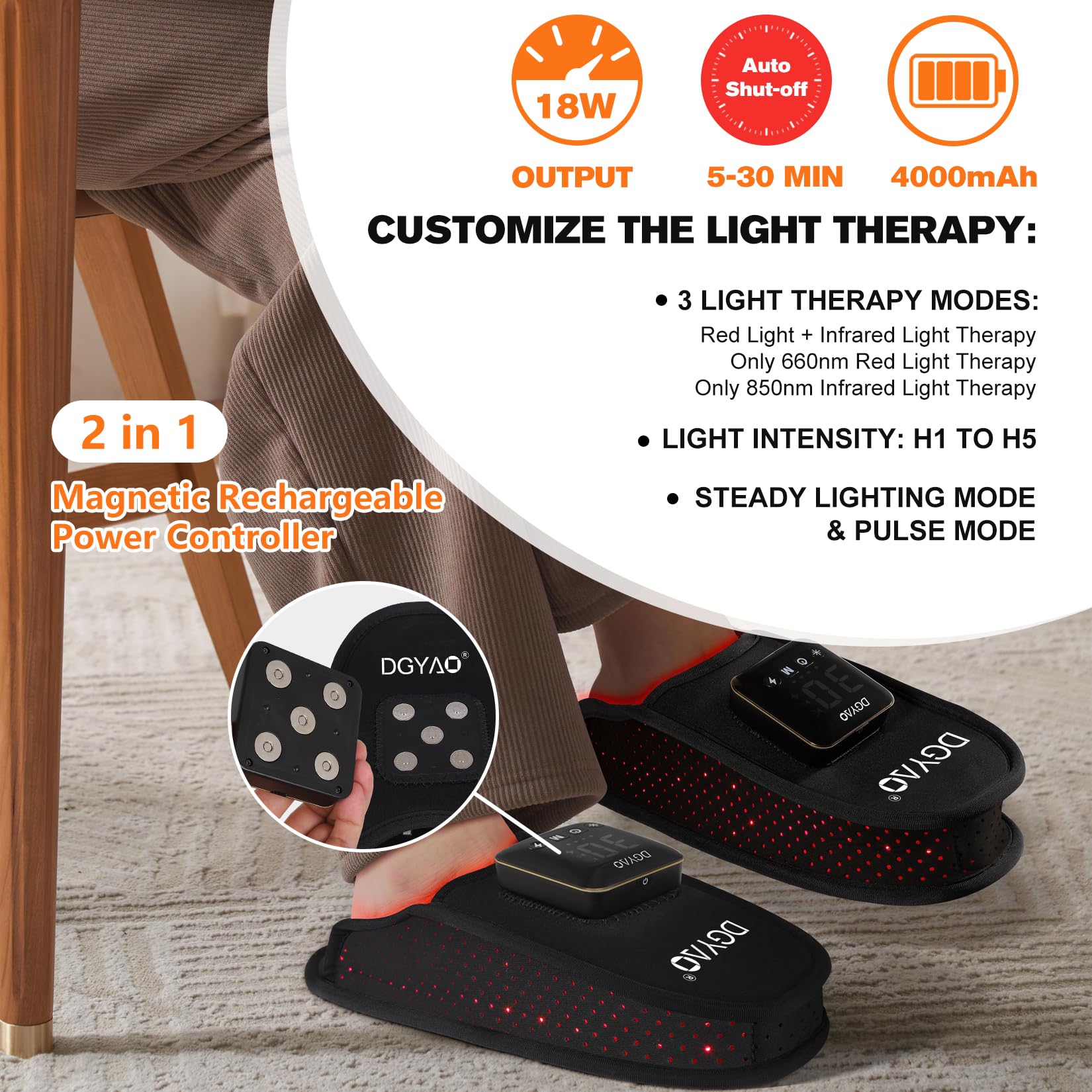 TUOB power controller close-up highlighting rechargeable 4000 mAh module.