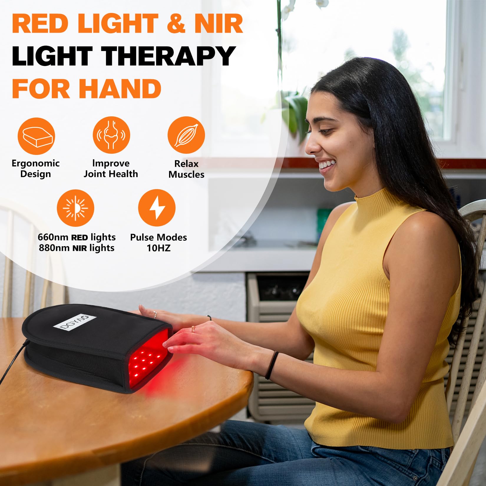 TUOB double-sided hand pad close-up showing extensive light surface for whole-hand treatment