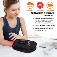 TUOB red light therapy glove back view showing double-sided pads for even treatment