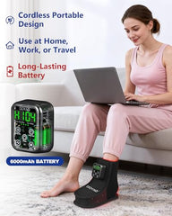 TUOYR foot red-light therapy side view highlights discreet wear while standing or walking.