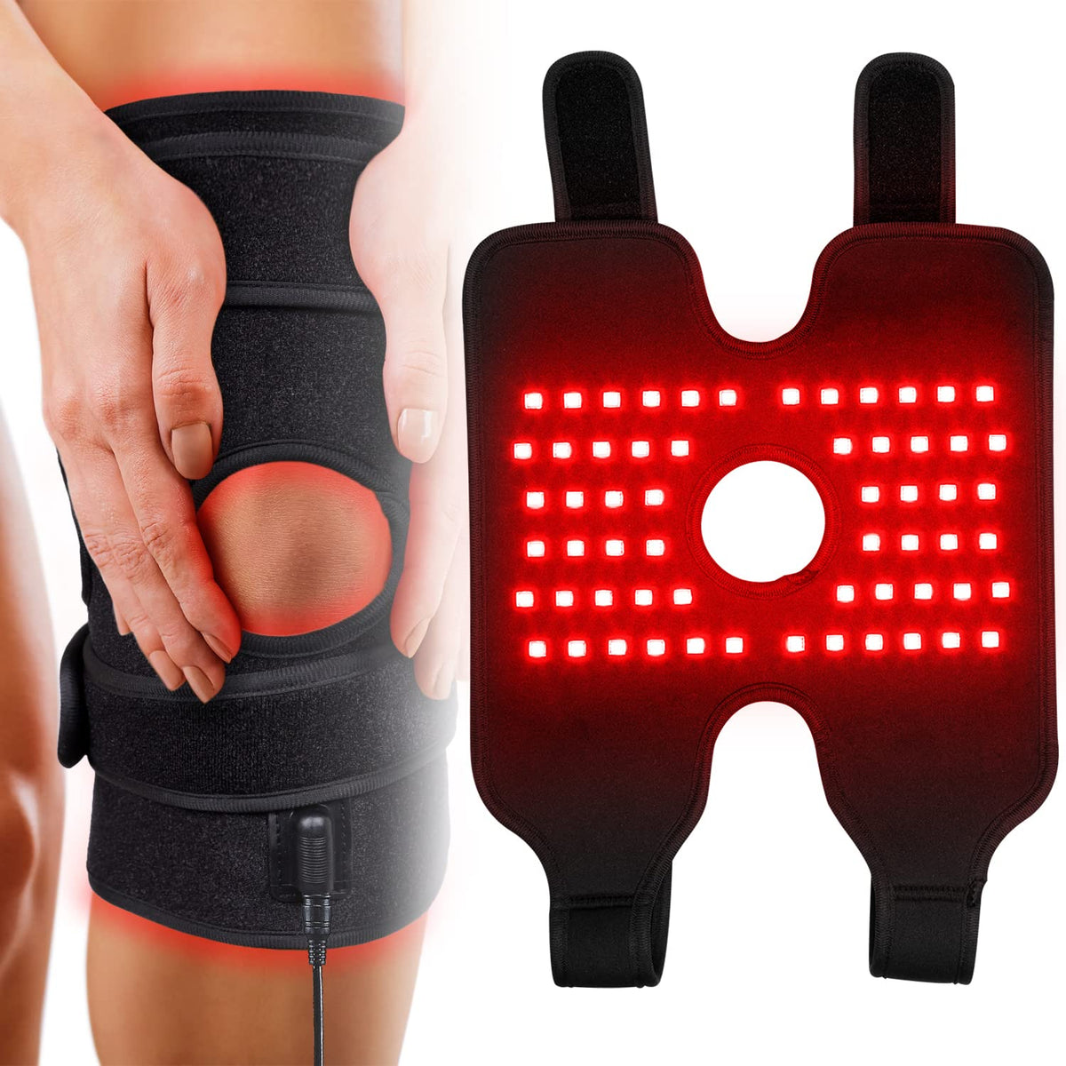 TUOYR near infrared knee wrap shown in action for joint comfort at home