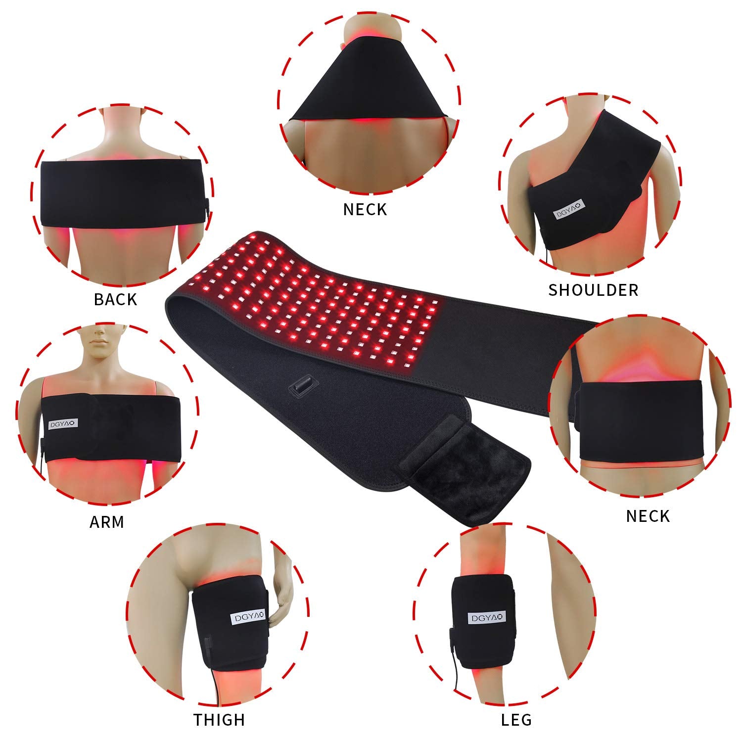 tuoyr red light wrap LEDs closeup emphasizes 216 LEDs for deep tissue reach