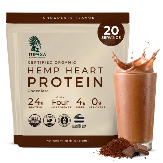 TUPAXA hemp protein front jar chocolate for protein-rich smoothies