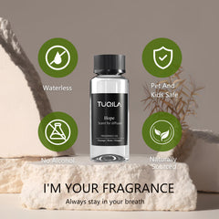 Tuqila Hotel Diffuser Oil Hope fragrance notes of orange, rose, and ginger.