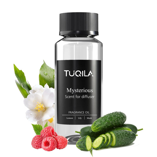 Tuqila Mysterious diffuser bottle in elegant packaging for premium home fragrance