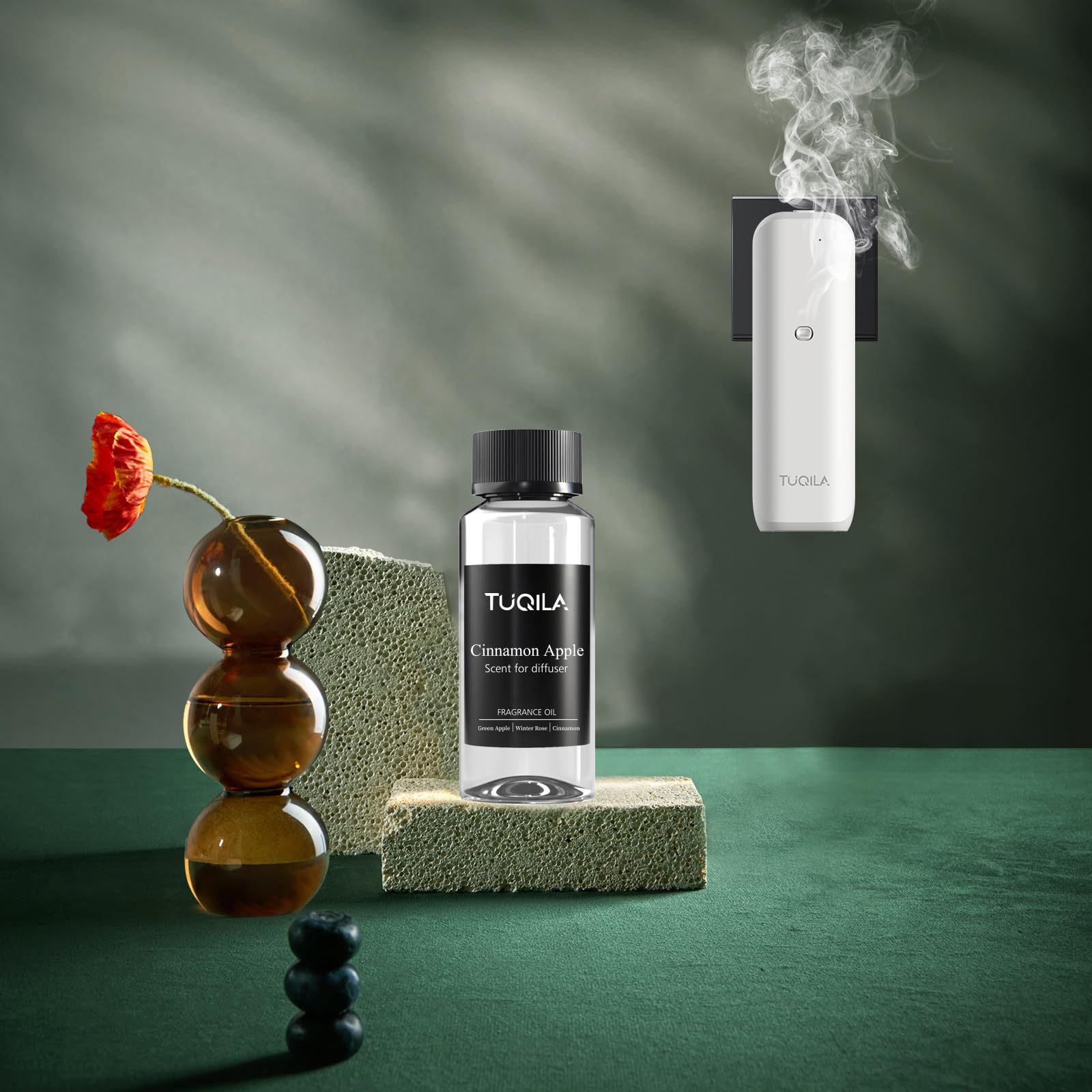 Tuqila office diffuser oil usage – quiet operation, inviting scent.