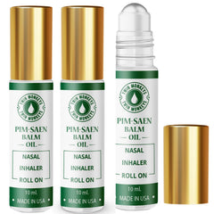 Twin Monkeys Oil PIM-SAEN Roll-On bottle close-up for on-the-go relaxation.