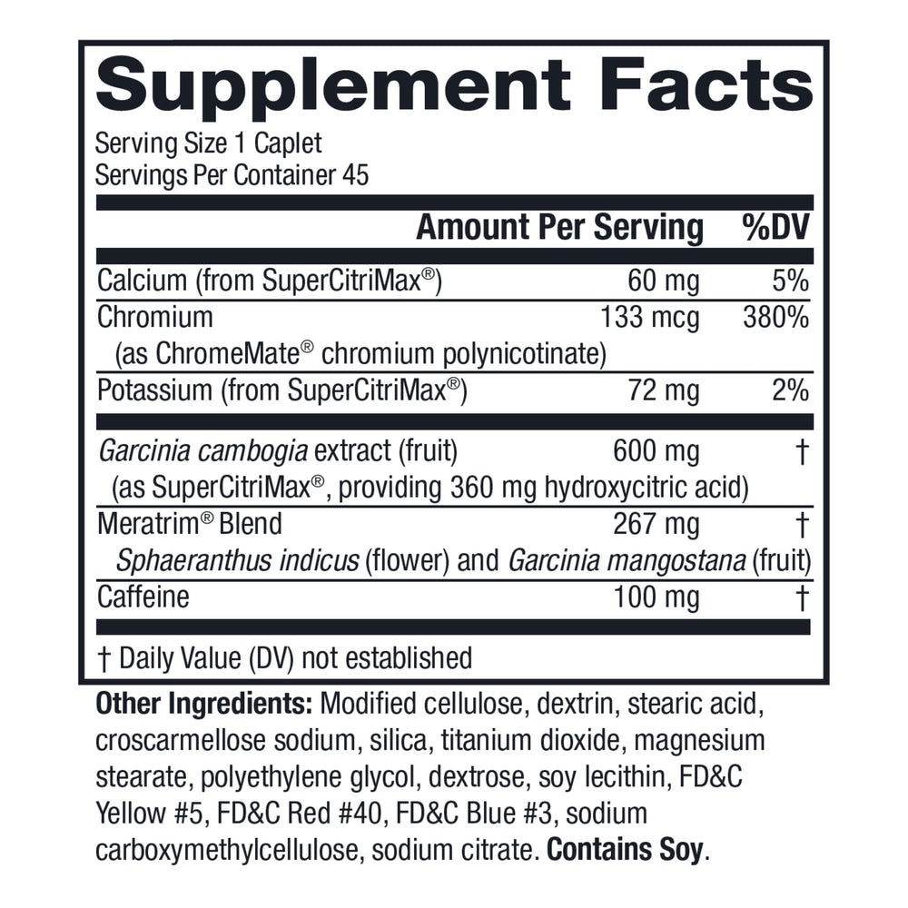 Twinlab MetaboLife Ultra caplets close-up highlighting calcium and caffeine.