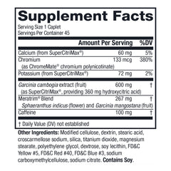 Twinlab MetaboLife Ultra caplets close-up highlighting calcium and caffeine.