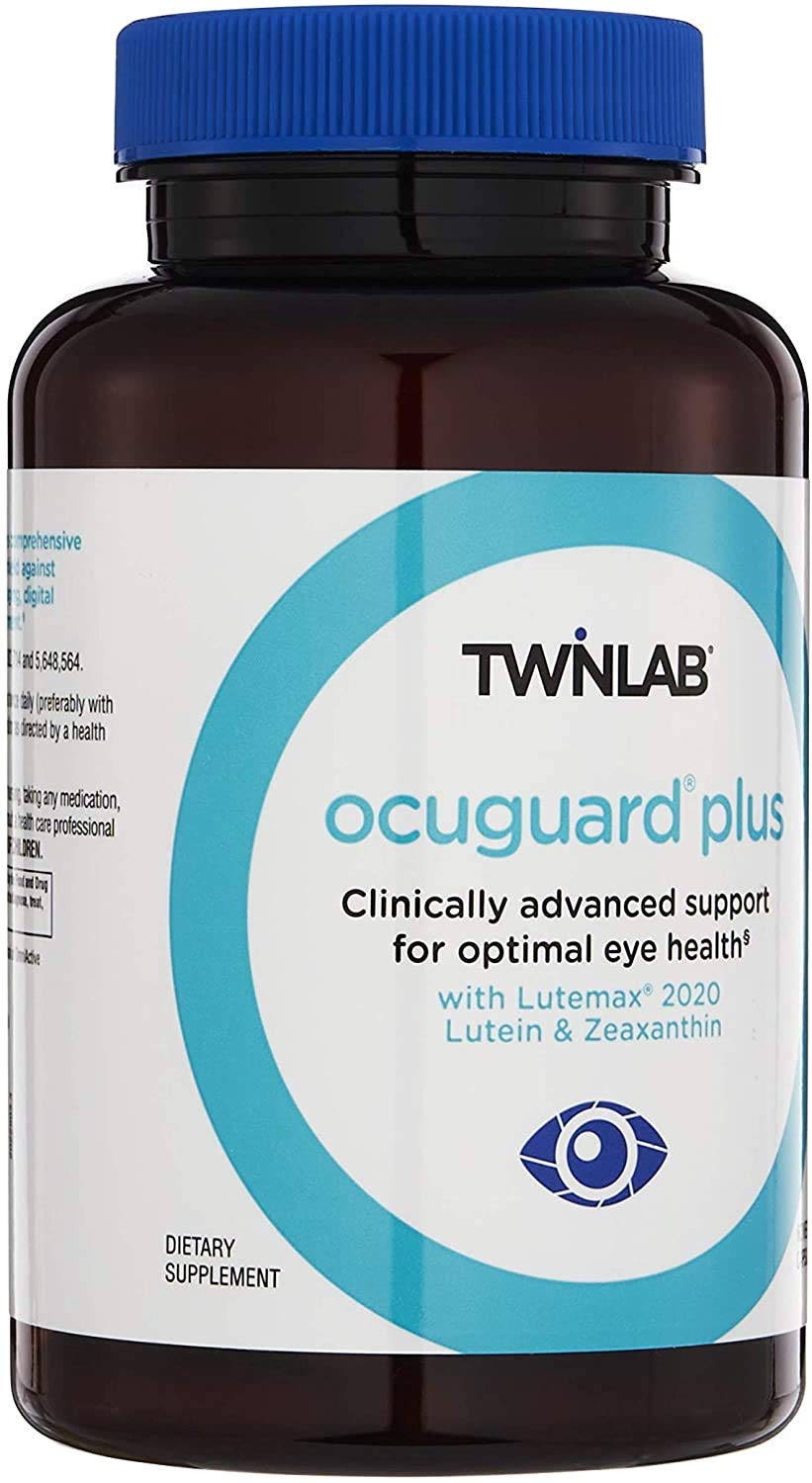 Twinlab Ocuguard Plus bottle back-label detail showing ingredients.