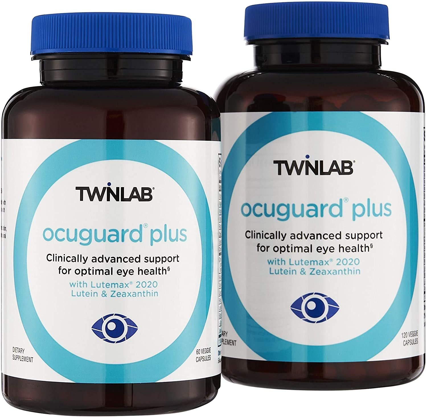 Twinlab Ocuguard Plus bottle on a desk during a daily routine.
