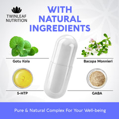 Twinleaf Serotonin Booster botanical blend featuring Gotu Kola and Bacopa for focus